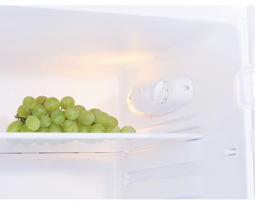 Ein Strauß grüner Trauben im Kühlschrank.