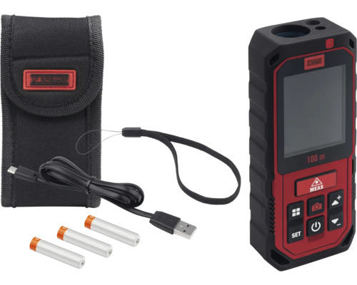 Lasermessgerät mit Zubehör, inklusive Tasche, USB-Kabel und Batterien