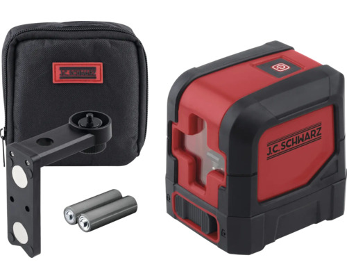 J.C. Schwarz Kreuzlinienlaser mit Tasche, Halterung und Batterien