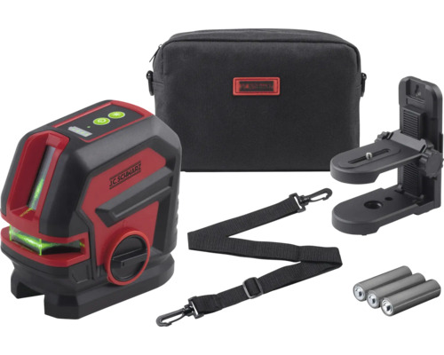 JC Schwarz Linienlaser mit Zubehör wie Tasche, Halterung, Tragegurt und Batterien