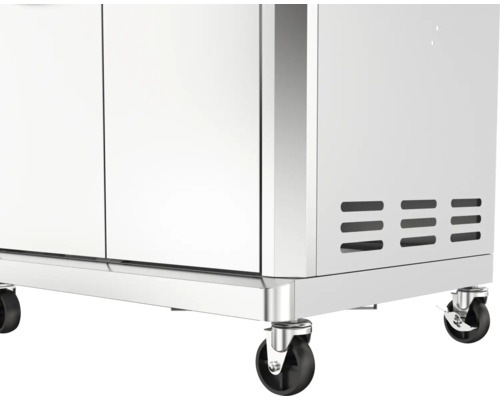 Meuble bas de barbecue en acier inoxydable avec roulettes pour faciliter le déplacement