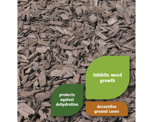 Couverture de sol décorative en paillis d''écorce pour inhiber la croissance des mauvaises herbes et protéger contre la déshydratation.