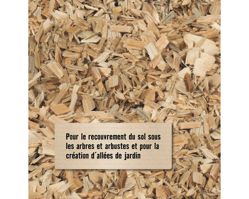 Copeaux de bois pour couvrir le sol sous les arbres et arbustes et pour la création d''allées de jardin