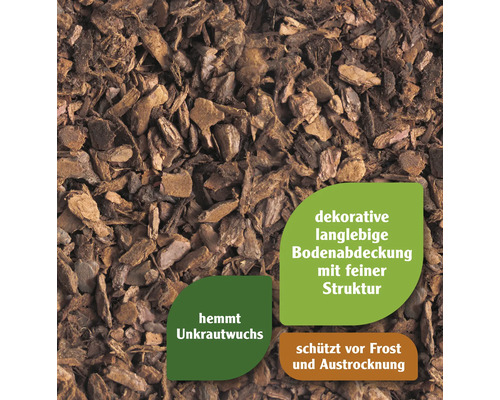 Nahaufnahme von Rindenmulch als Bodenabdeckung
