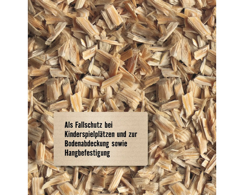 Holzhackschnitzel als Fallschutz für Kinderspielplätze, zur Bodenabdeckung und Hangbefestigung
