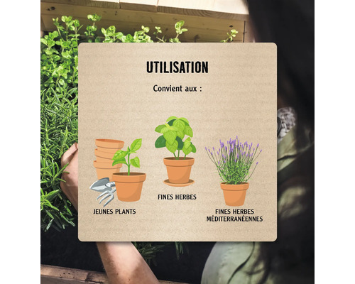 Instructions d''utilisation pour les jeunes plants, les herbes et les herbes méditerranéennes en pots