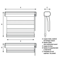 Dessin technique d''un store avec les dimensions