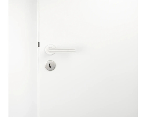 Weisse Innentür mit Türgriff und Schloss