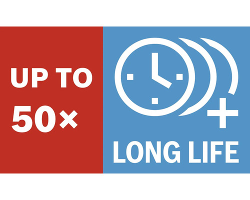 Symbole pour une durée de vie jusqu''à 50 fois plus longue