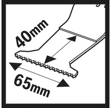 Image d''une lame de scie avec indications de dimensions de 40 mm et 65 mm.
