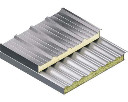 Panneaux sandwich avec profilé trapézoïdal et isolation