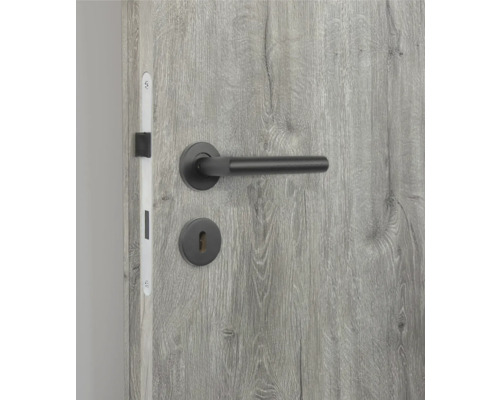 Porte avec poignée et serrure noires