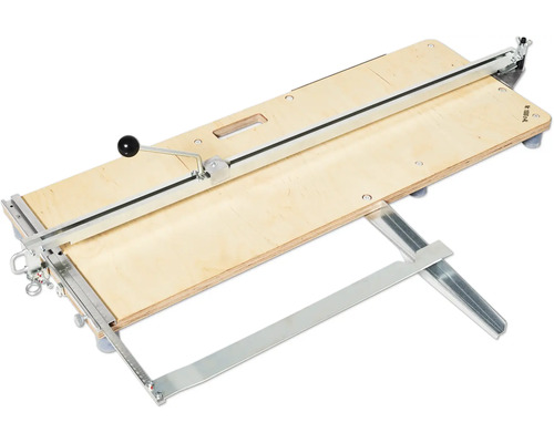 Coupe-carrelage avec plaque en bois et cadre en métal