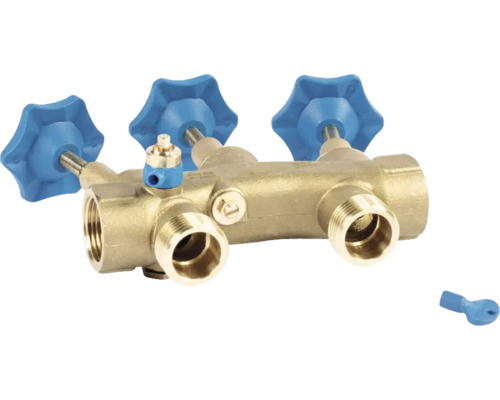 Distributeur de circuit de chauffage en laiton avec trois vannes