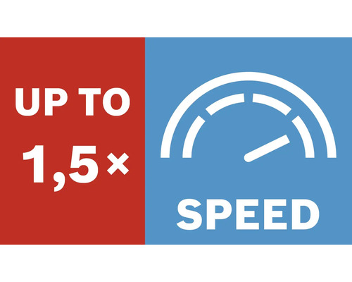 Jusqu''à 1,5 fois la vitesse