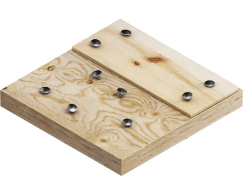 Planches en bois reliées par des clous métalliques