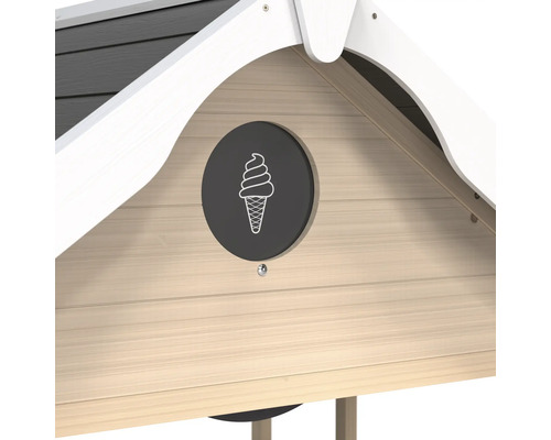 Vue détaillée d''une cabane de jeu avec un symbole de glace