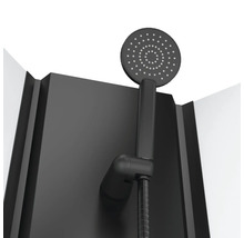 Schwarze Handbrause mit Duschpaneel