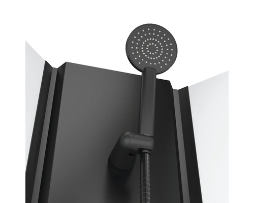 Douchette à main noire avec panneau de douche