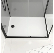 Cabine de douche avec cadre noir et receveur de douche blanc