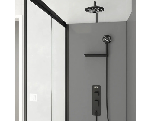 Douche avec douche de tête, douchette à main et thermostat