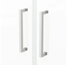 Porte de douche en niche avec porte battante Aurlane Silver Calm 90 x 200 cm profilé chrome verre transparent
