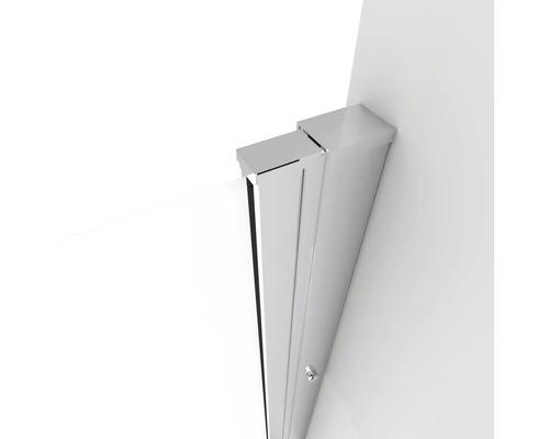 Vue détaillée d''une cabine de douche avec profilé chromé