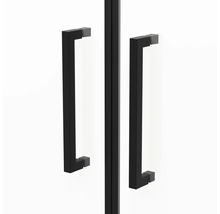 Porte de douche dans une niche avec porte battante Aurlane Black Calm 90 cm profilé noir verre transparent