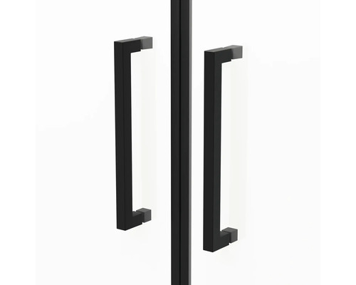 Porte de cabine de douche avec poignées noires