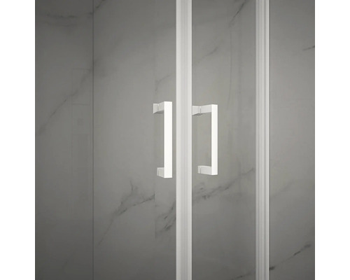 Detailaufnahme einer Duschkabine mit Griffen