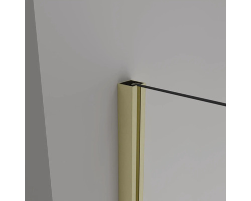 Vue détaillée d''une cabine de douche avec cadre doré