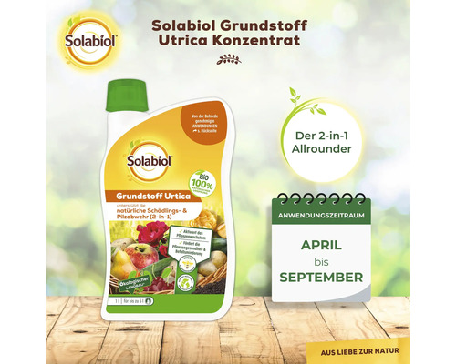 Solabiol substance de base concentré d''Utrica pour lutter contre les parasites et les champignons, période d''utilisation d''avril à septembre