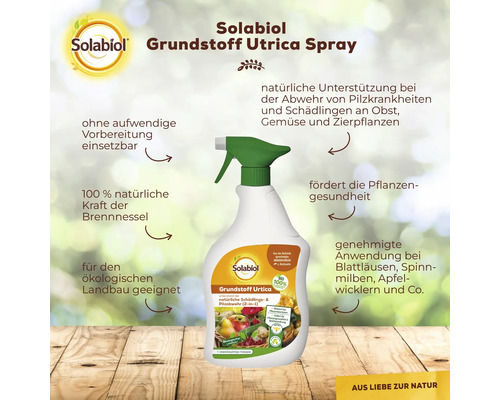 Solabiol Substance de base Utrica Spray pour un soutien naturel dans la lutte contre les maladies fongiques et les parasites sur les fruits, les légumes et les plantes ornementales