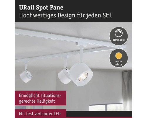 URail Spot Pane mit Dimmfunktion und warmweissem Licht
