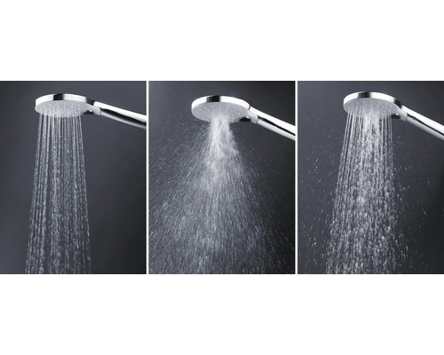 Douchette à main avec différents types de jets en fonctionnement