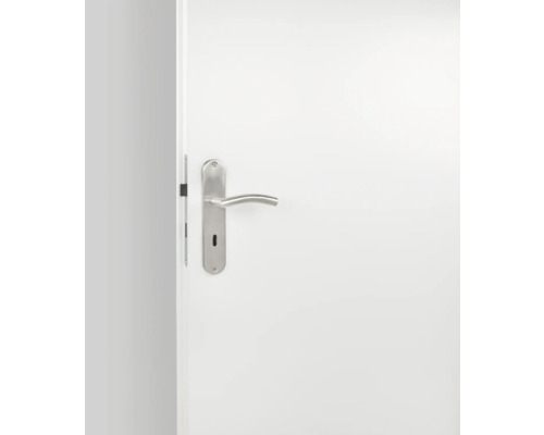 Weiße Innentür mit Türgriff aus Metall