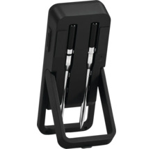 Thermomètre à viande numérique avec deux sondes dans un support noir