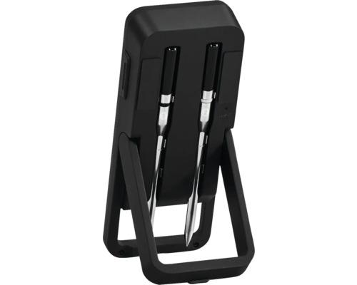 Thermomètre à viande numérique avec deux sondes dans un support noir