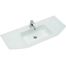 Waschtisch aus Sanitärkeramik mit Armatur