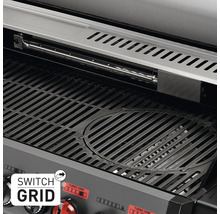 Detailansicht eines Gasgrills mit Grillrost und Infrarotbrenner