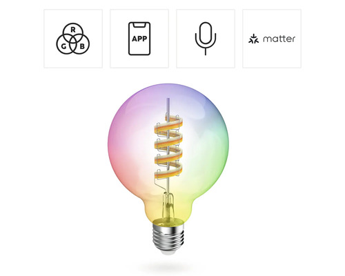 Lampe LED avec fonction RVB, contrôle par application, commande vocale et logo Matter