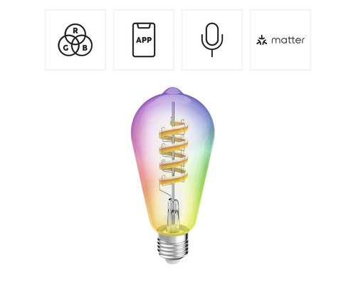 Ampoule LED décorative avec culot E27 et fonction de couleur RGB