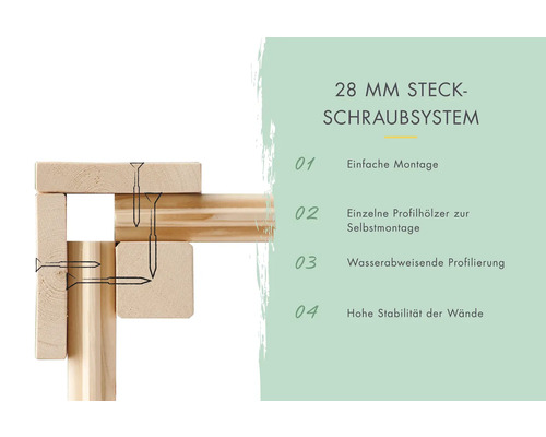 28 Millimeter Steckschraubsystem aus Holz