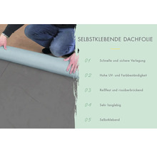 Selbstklebende Dachfolie wird ausgerollt.