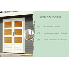 Doppelflügeltür mit Sicherheitsglas und Buntbartschloss