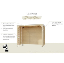 Pavillon aus Leimholz mit Flachdach und optionaler Rückwand
