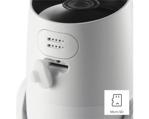 Vue détaillée d''une caméra de surveillance avec fente pour carte Micro SD