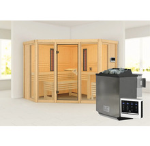 Sauna finlandais avec poêle de sauna et commande pour l''intérieur