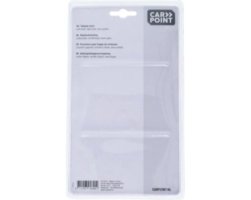 Anhängerklappenverriegelung mit linkem Haken, rechtem Haken und zwei Ösen