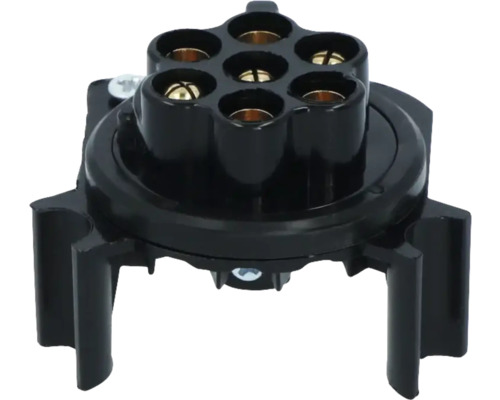 Siebenpolige Anhängersteckdose zur Verbindung von Anhängern mit Fahrzeugen.